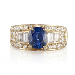 18K Bulgari Blue Sapphire Diamond Ring